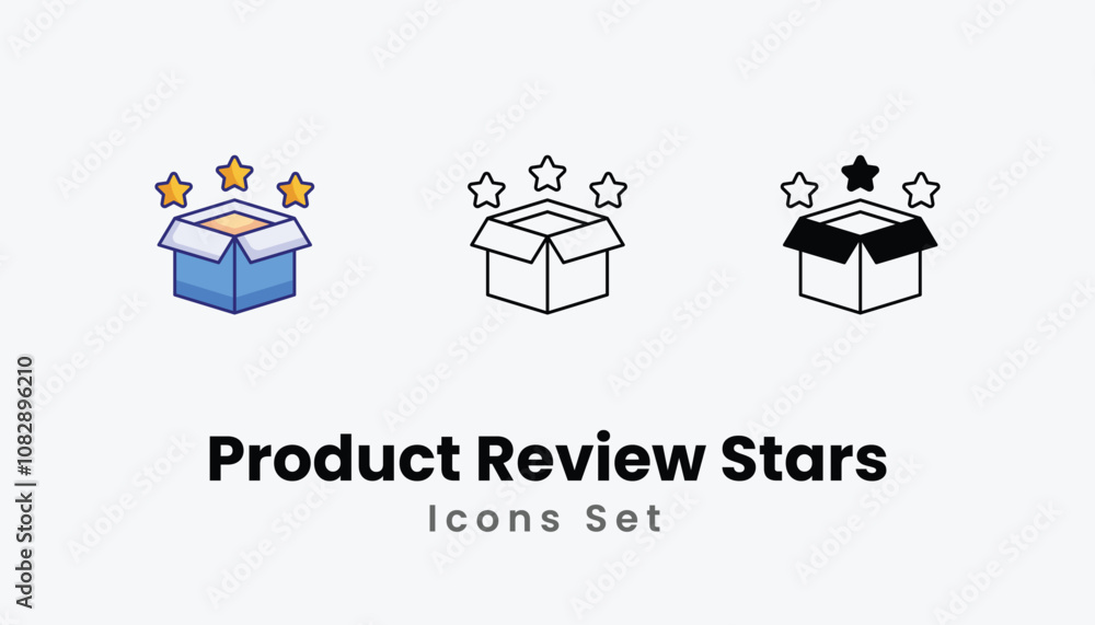 Product Review Stars Icons thin line and glyph vector icon stock illustration Product Review Stars Icons thin line and glyph vector icon stock illustration
