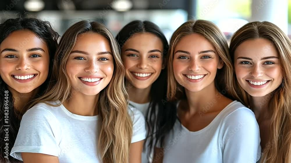 Women Smiling Together in Welcoming Group Photo Women Smiling Together in Welcoming Group Photo