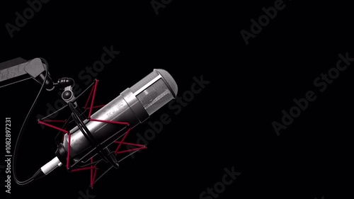 Transparent Microphone Empty Copyspace, Animation.Full HD 1920×1080. 08 Second Long, Transparent