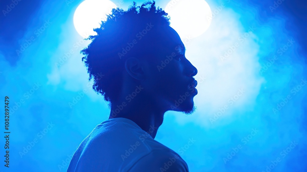 Silhouette of a Man in Blue Light Silhouette of a Man in Blue Light