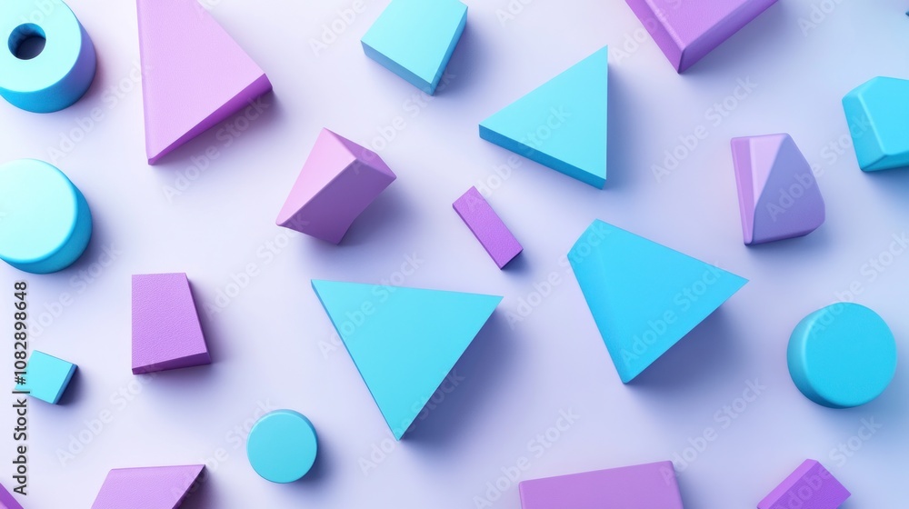 Abstract Geometric Shapes in Blue and Purple Abstract Geometric Shapes in Blue and Purple