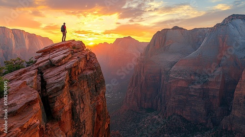 Wallpaper Mural Man on a Clifftop at Sunset Torontodigital.ca