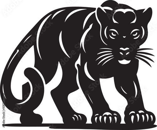 illustration of a silhouette of a Black Panther the white background photo