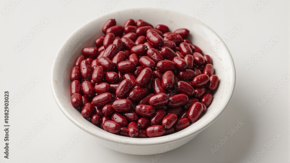 Vibrant red kidney beans in a glossy ceramic bowl Vibrant red kidney beans in a glossy ceramic bowl