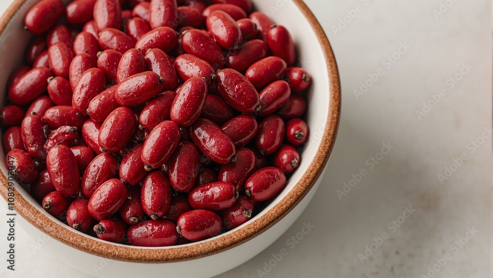 Vibrant red kidney beans in a glossy ceramic bowl Vibrant red kidney beans in a glossy ceramic bowl
