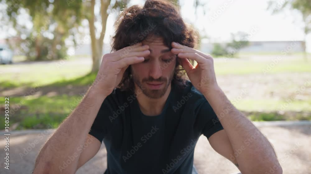Man Sitting Outdoor On The Sidewalk Reflects After Gambling All His Money Man Sitting Outdoor On The Sidewalk Reflects After Gambling All His Money