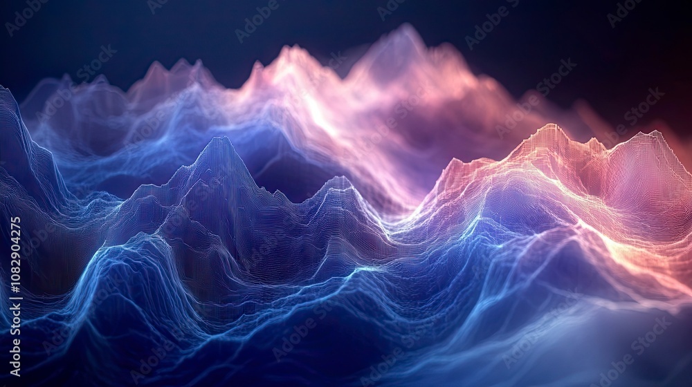 Fototapeta premium Vibrant abstract glowing wave pattern with blurred neon colors, concept for digital technology, business innovation and futuristic design