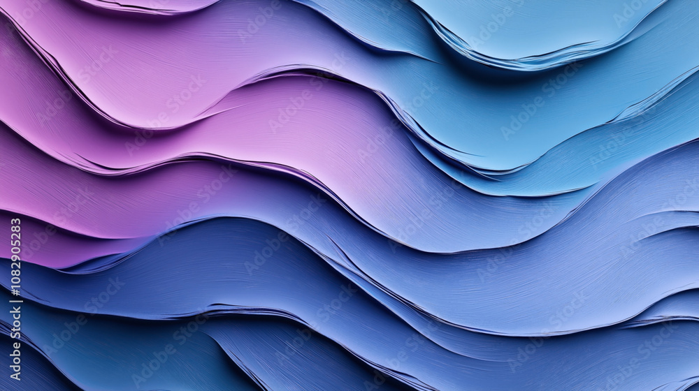 Obraz premium Abstract wavy texture with smooth layered patterns in shades of blue and purple, resembling flowing brush strokes or stratified geological formations.