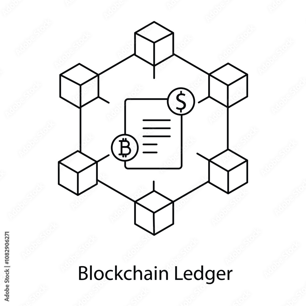 Blockchain Ledger Icon – Chain Links Representing Decentralized Digital Record Keeping. Blockchain Ledger Icon – Chain Links Representing Decentralized Digital Record Keeping.