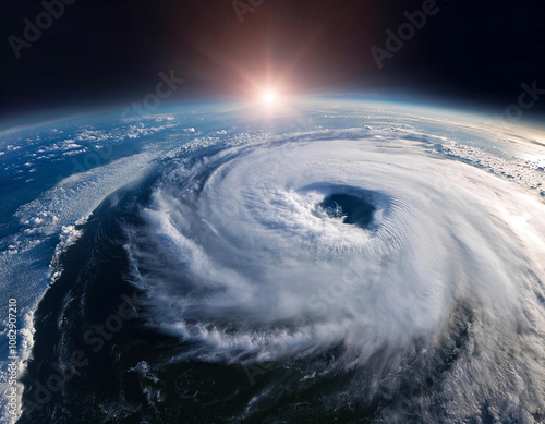 vista del ojo de un huracán desde el espacio photo