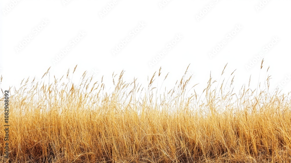 Obraz premium Dry grass swaying gently against white background