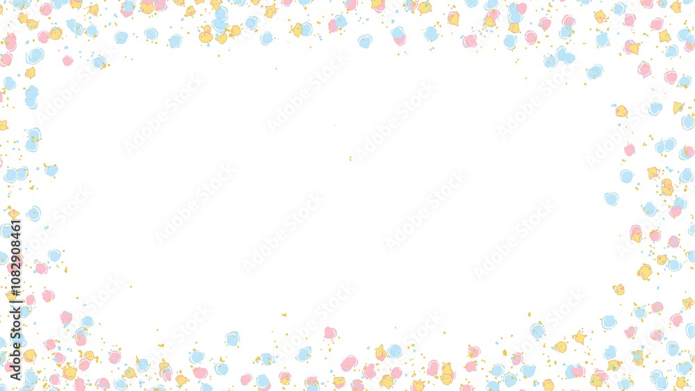 Pastel confetti border on white background Pastel confetti border on white background