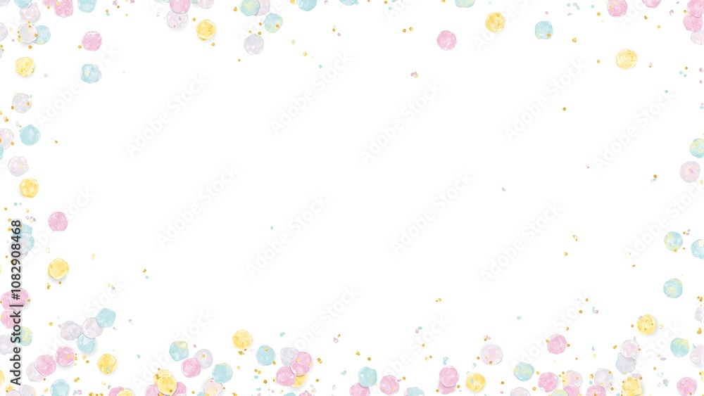 Pastel confetti border on white background Pastel confetti border on white background