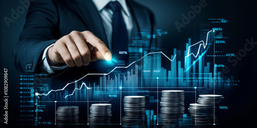 Wachstum des Finanzmarktes mit Münzen und Diagramm

