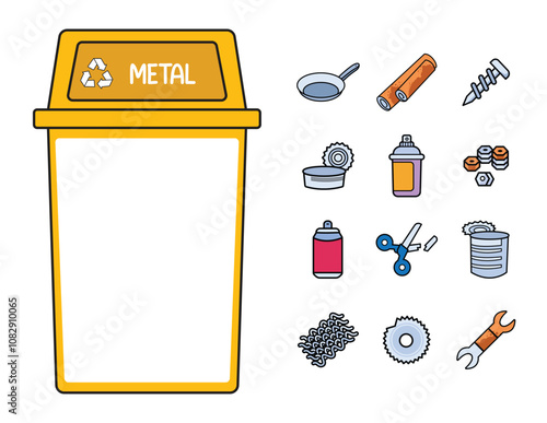 Metal Waste and and Trash Bin Clipart