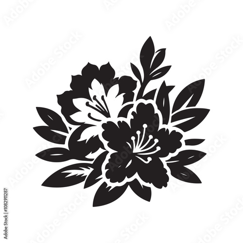 Versatile Azalea Silhouette Illustrations in Scalable Vector Format