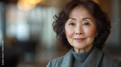 business photo of beautiful elderly Asian woman