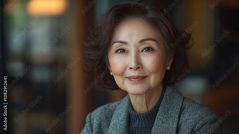business photo of beautiful elderly Asian woman