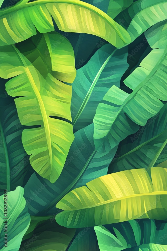 Tropical banana leaves with a soft, gradient effect Tropical banana leaves with a soft, gradient effect