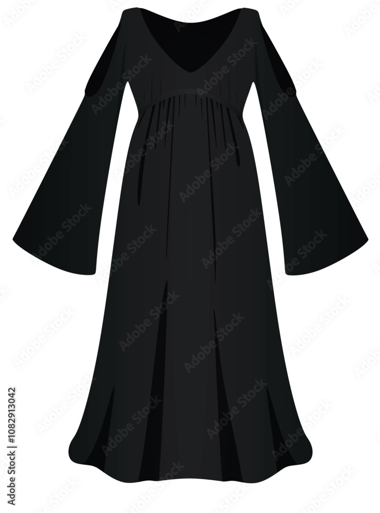 Black long sleeve dress. vector illustration Black long sleeve dress. vector illustration