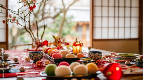 新しい年の始まりを祝う日本のお正月の食卓 photo