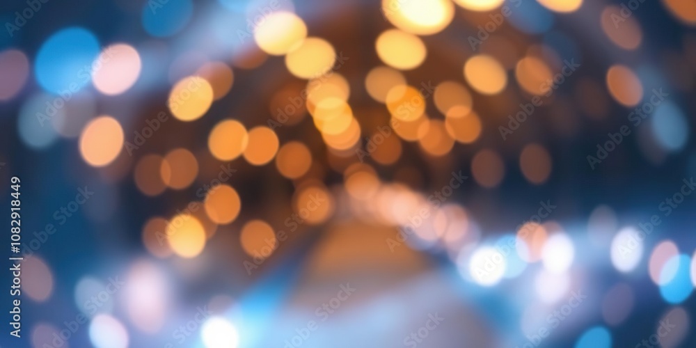 Fototapeta premium Abstract tunnel of light with soft, blurred glowing circles and streaks of light, blurred, background
