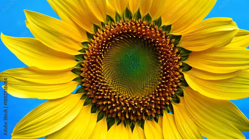 Timelapse of a Sunflower Head Opening Against a Blue Backdrop Generative AI Timelapse of a Sunflower Head Opening Against a Blue Backdrop Generative AI