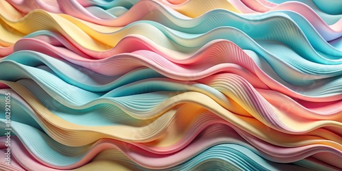 Abstract Wavy Pastel Colors 3D Render, abstract, 3d art