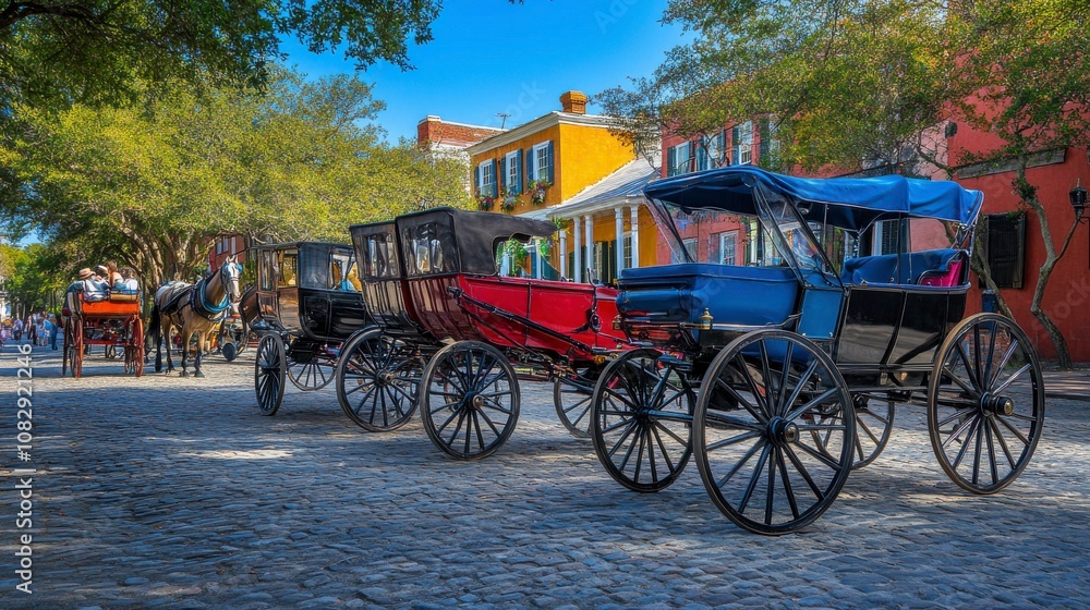 Obraz premium Charming Rainbow Row in Historic Charleston, South Carolina