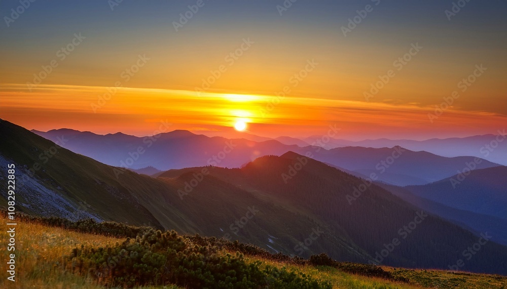 sunset in the mountains