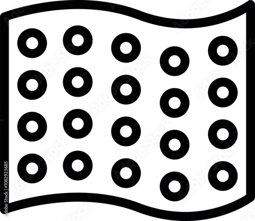 Wavy blister pack containing round pills or capsules, representing medicine, pharmaceuticals, healthcare, and medication dosage