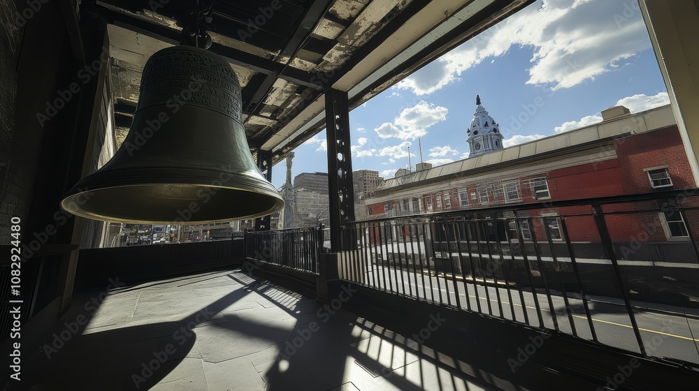 Obraz premium Historic Bell with City View at Daylight