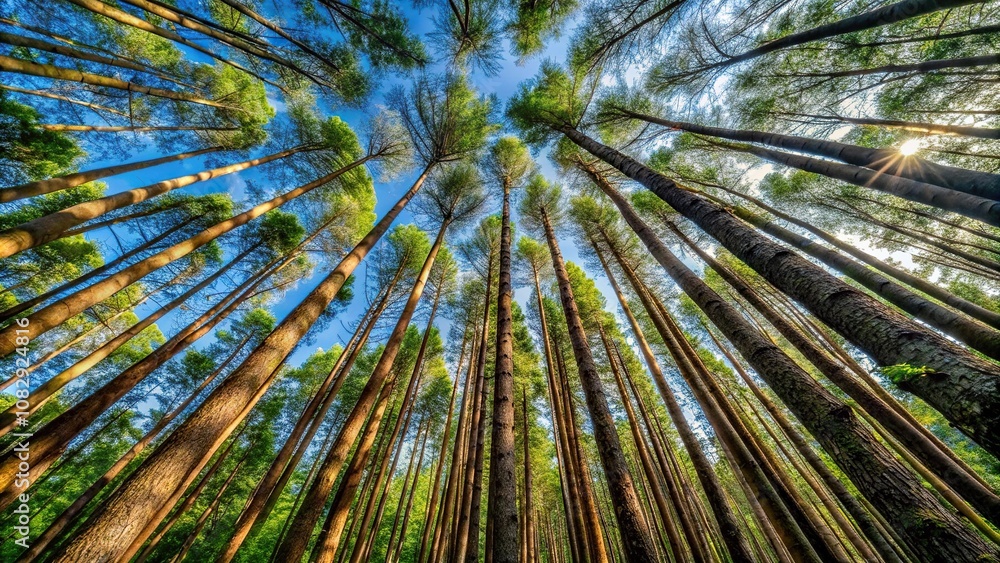 dense forest with tall slender trees reaching skyward dense forest with tall slender trees reaching skyward