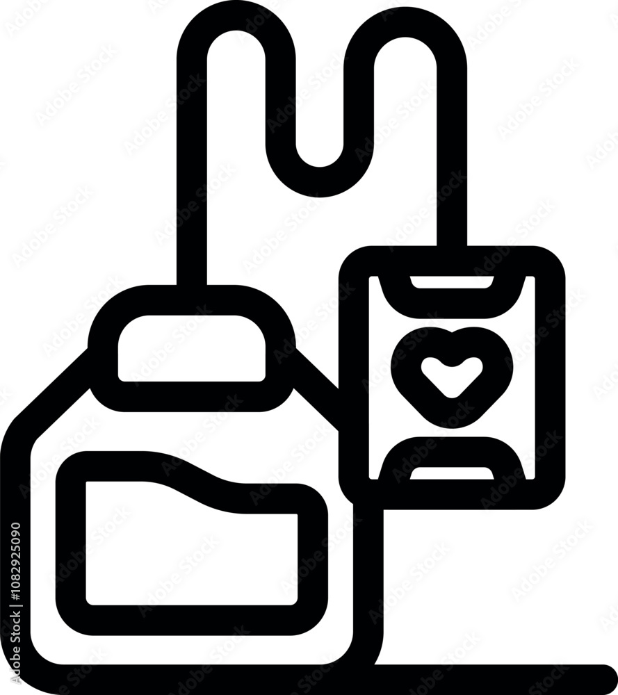 Blood bag hanging with heart symbol representing donating for love and healthcare Blood bag hanging with heart symbol representing donating for love and healthcare
