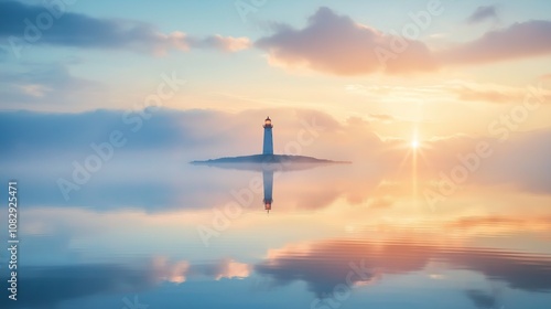 Lighthouse at Lake, Lake at sunrise
