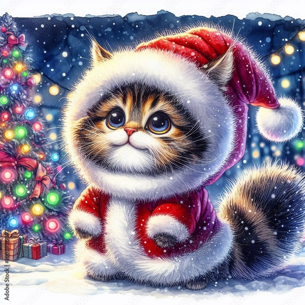 kleine Kätzchen als Weihnachtsmann kleine Kätzchen als Weihnachtsmann