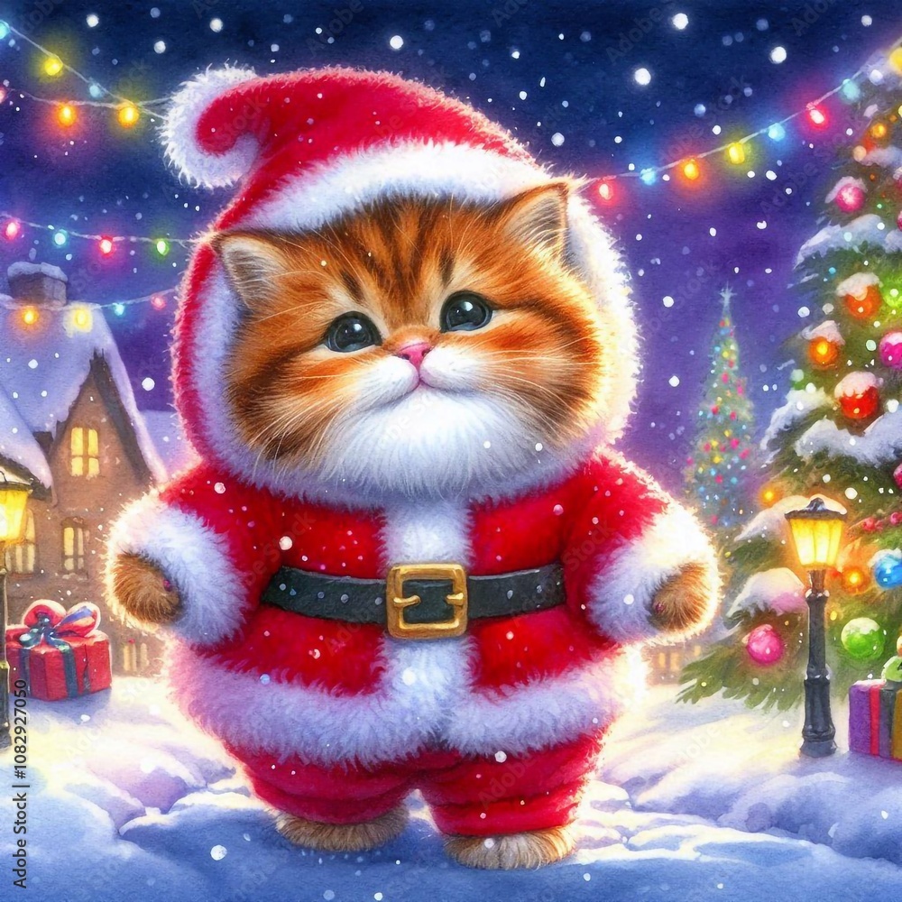 kleine Kätzchen als Weihnachtsmann kleine Kätzchen als Weihnachtsmann
