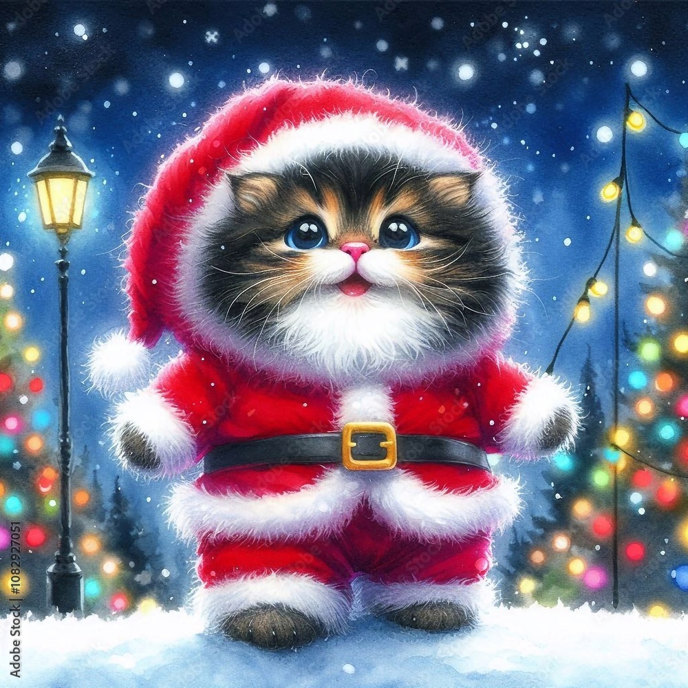 kleine Kätzchen als Weihnachtsmann kleine Kätzchen als Weihnachtsmann