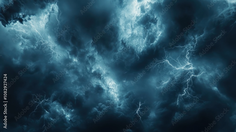 Dramatic Lightning Bolts Illuminating Dark Storm Clouds Dramatic Lightning Bolts Illuminating Dark Storm Clouds