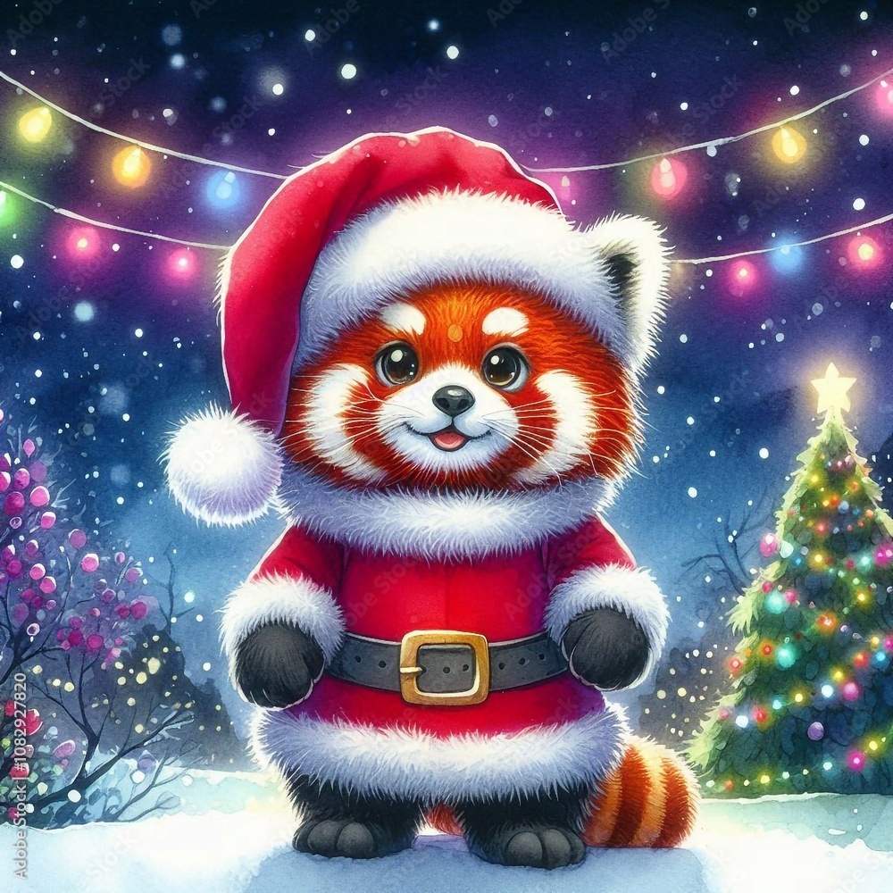 niedlicher roter Pandabär als Weihnachtsmann niedlicher roter Pandabär als Weihnachtsmann