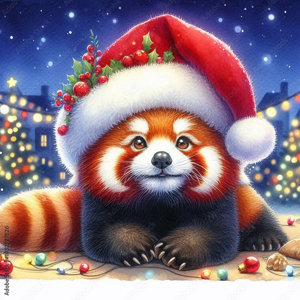 niedlicher roter Pandabär als Weihnachtsmann niedlicher roter Pandabär als Weihnachtsmann