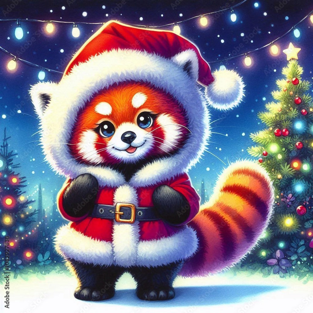 niedlicher roter Pandabär als Weihnachtsmann niedlicher roter Pandabär als Weihnachtsmann