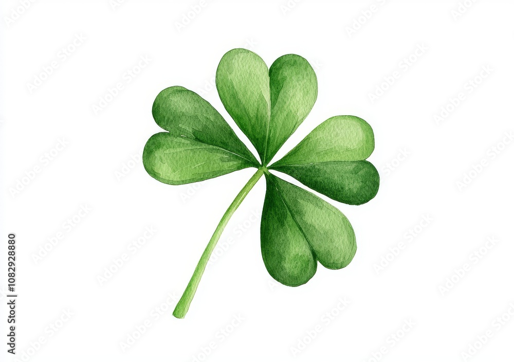 A watercolor four leaf clover is isolated on a transparent background in honor of St. Patrick's Day A watercolor four leaf clover is isolated on a transparent background in honor of St. Patrick's Day