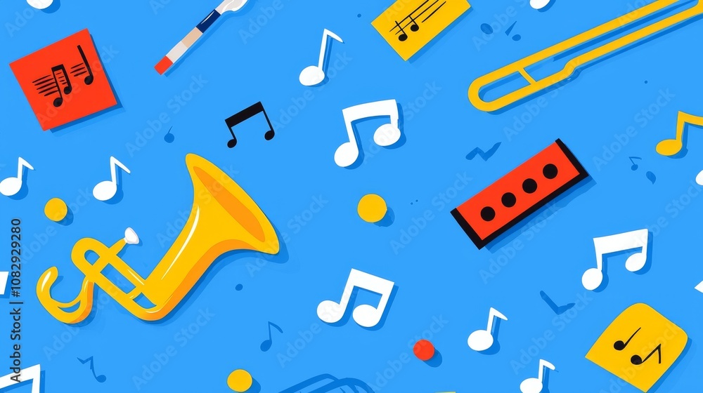 An abstract background featuring jazz concert icons and doodles An abstract background featuring jazz concert icons and doodles