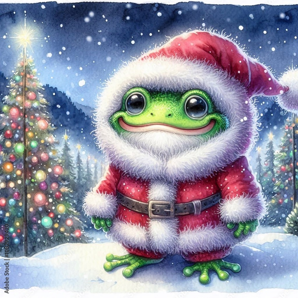 niedlicher kleiner Frosch als Weihnachtsmann niedlicher kleiner Frosch als Weihnachtsmann