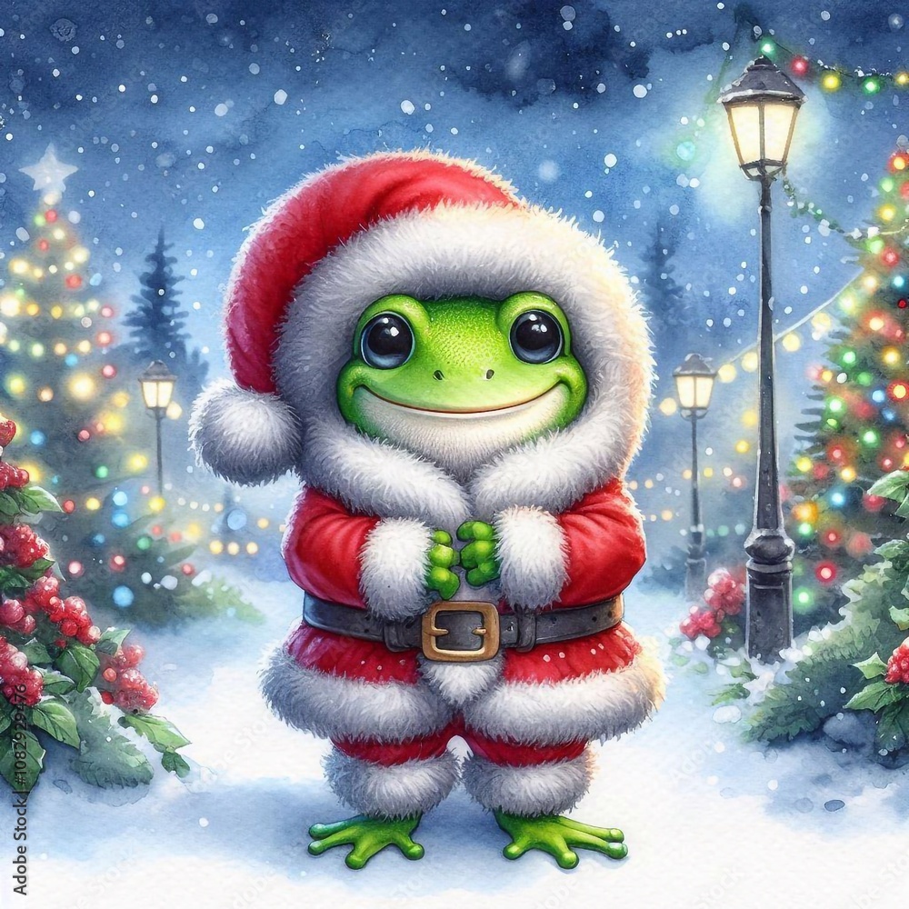 niedlicher kleiner Frosch als Weihnachtsmann niedlicher kleiner Frosch als Weihnachtsmann