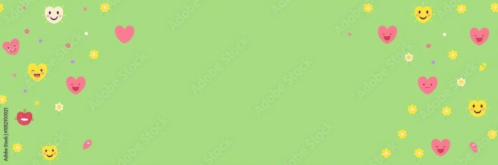 A green background with adorable and charming elements perfect for cute designs, graphic, joyful, background A green background with adorable and charming elements perfect for cute designs, graphic, joyful, background