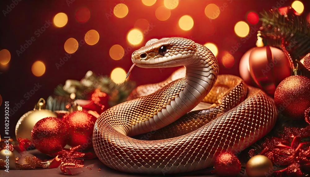 Chinese new year of the snake. A snake surrounded by festive decorations. Chinese new year of the snake. A snake surrounded by festive decorations.