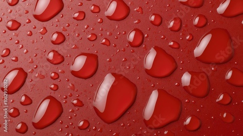 Lush red droplets create an artistic texture on a vibrant background, showcasing nature's beauty in a refreshing and captivating display