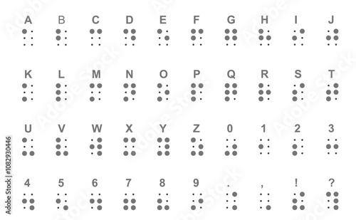 Braille alphabet and numbers. vector